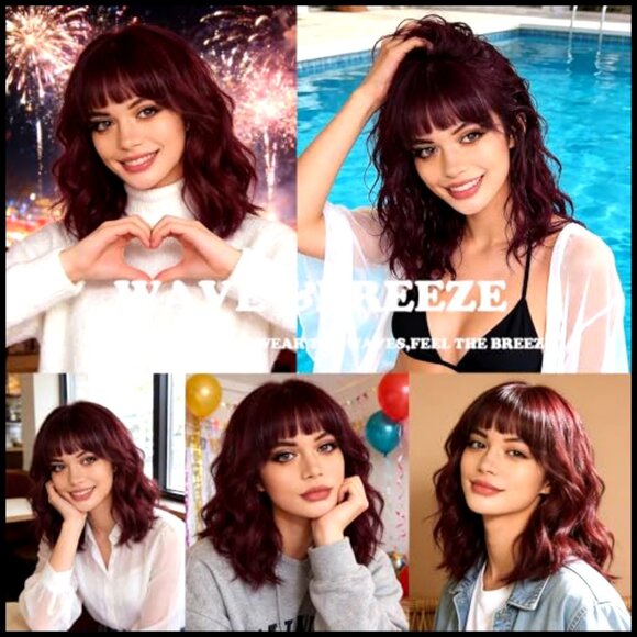 Short Curly Bob Wig with Bangs Natural Looking Heat Resistant Protein Fiber main image 4